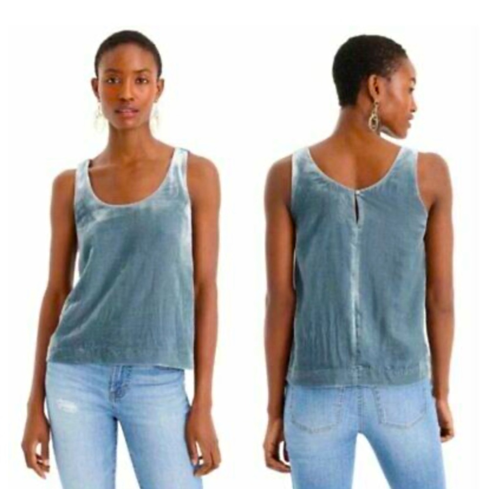 J Crew Velvet Tank, Light Blue, Size M